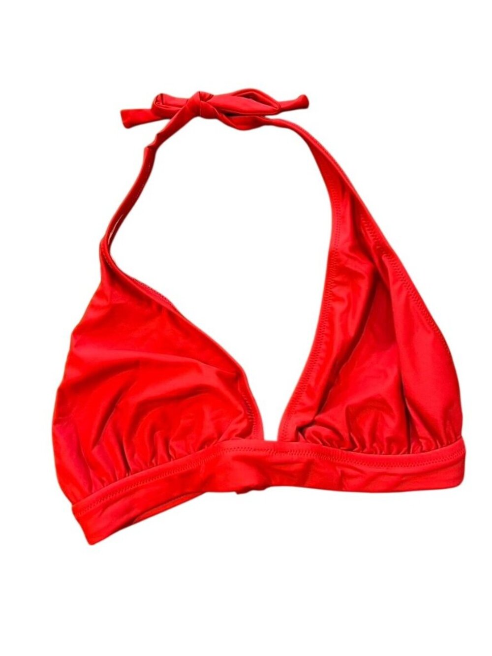 J. Crew Red Triangle Halter Bikini Top Tie Closure Size M NWT
